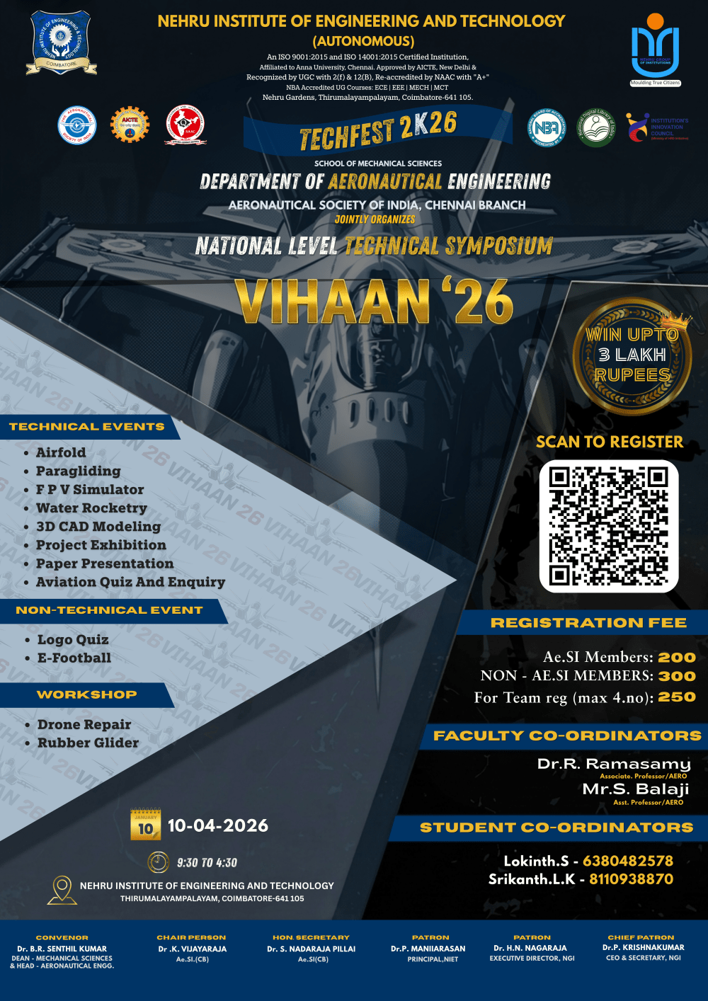 VIHAAN '26 Aeronautical Engineering Symposium Poster 